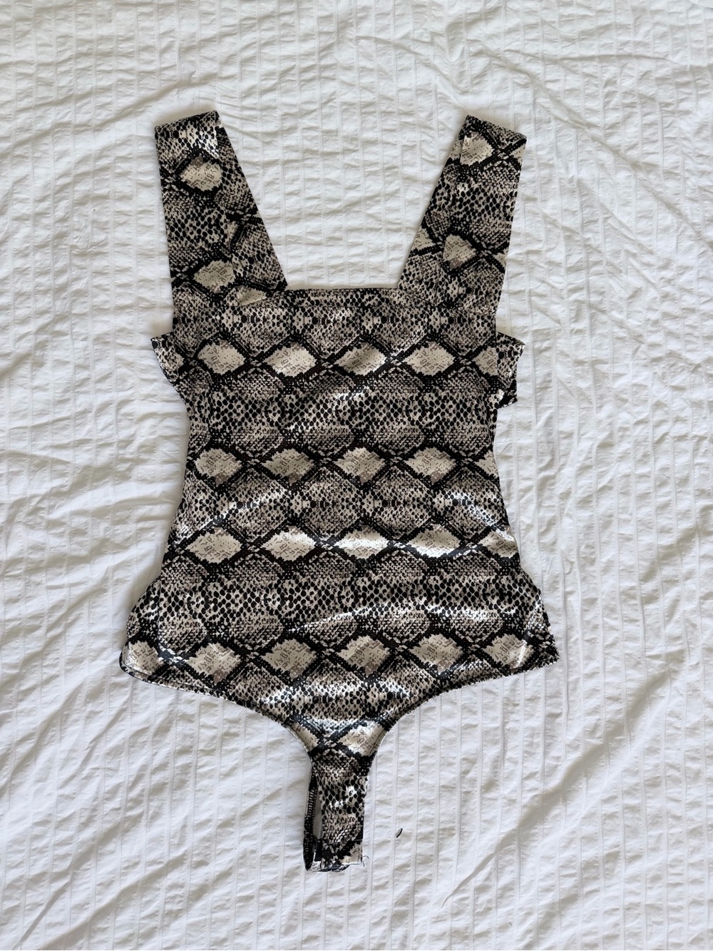 Free People IntimatelyCream and Black Printed Label Bodysuit Size M